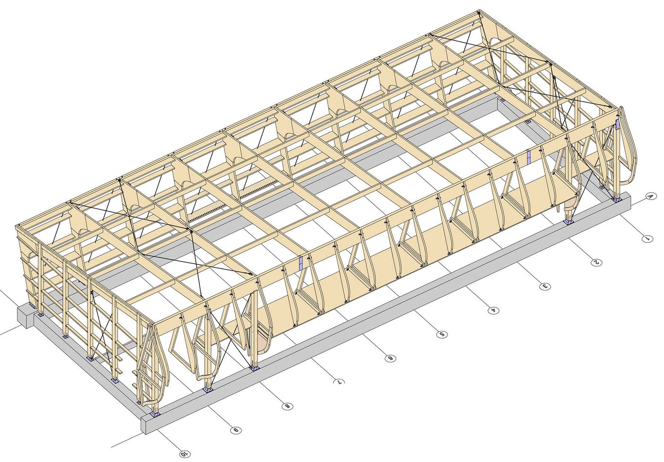 Kyudojo Frankfurt am Main, Isometric view of the timber structure