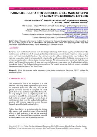 Parapluie – Ultra Thin Concrete Shell Made of UHPC by Activating Membrane Effects, Seite 3