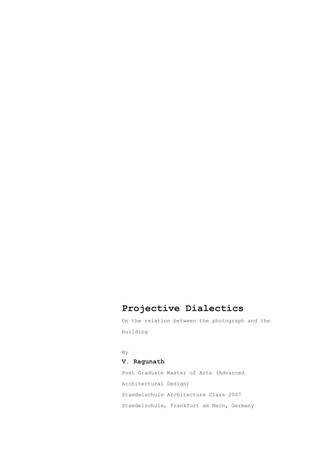 Projective Dialectics – On the relation between the photograph and the building, Seite 1